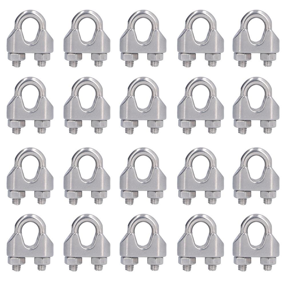 20Pcs 304 Stainless Steel Wire Rope Clamp 1/16 Inch Rigging Cable Clip  Hardware Rigging