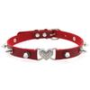 Sweet Cool Rhinestone Heart Rivet Leather Choker, Punk Heart Clavicle Necklace for Women