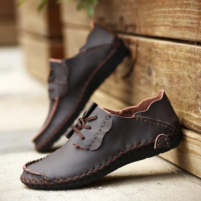 Men’s Moccasins Loafer Driving Comfort Flats Casual Lacing Plus Size Leather Shoes for Men Over Sized