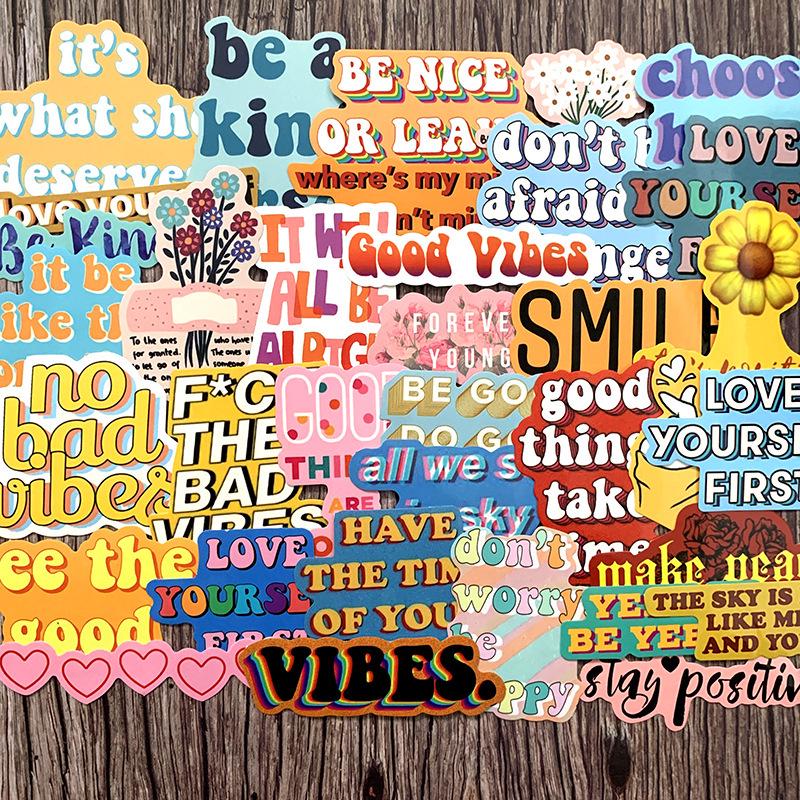 Motivational Cartoon Text Waterproof Sticker for Car, Tablet, Phone, or DIY Decoration.