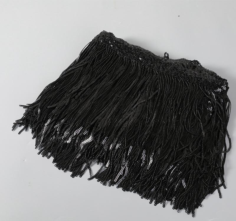 1-5 Yard 17cm GlitterLaser Paljett Frans Tofs Spetskant Latin Dans Bröllopsklänningar Kläder DIY Hantverk Kant Tofs Flecos