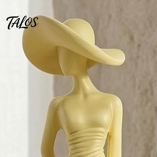 Decorative Statue for Living Room Woman Statue, Resin Art Sculpture Mantel Shelf Decor, Modern Female Stable Base Figurine Figurine, Wide Brim