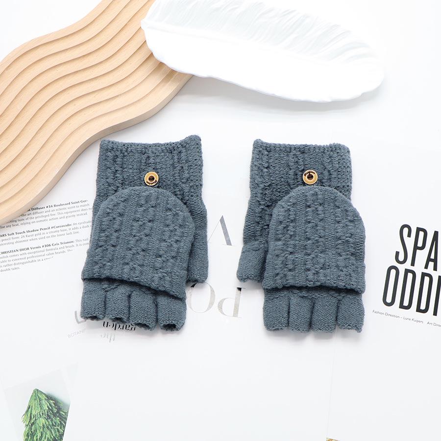 Zimní bezprsté rukavice s odklápěcím vrškem v korejském stylu - Unisex, kreslený design, kompatibilní s dotykovou obrazovkou, ideální pro psaní a ťukání