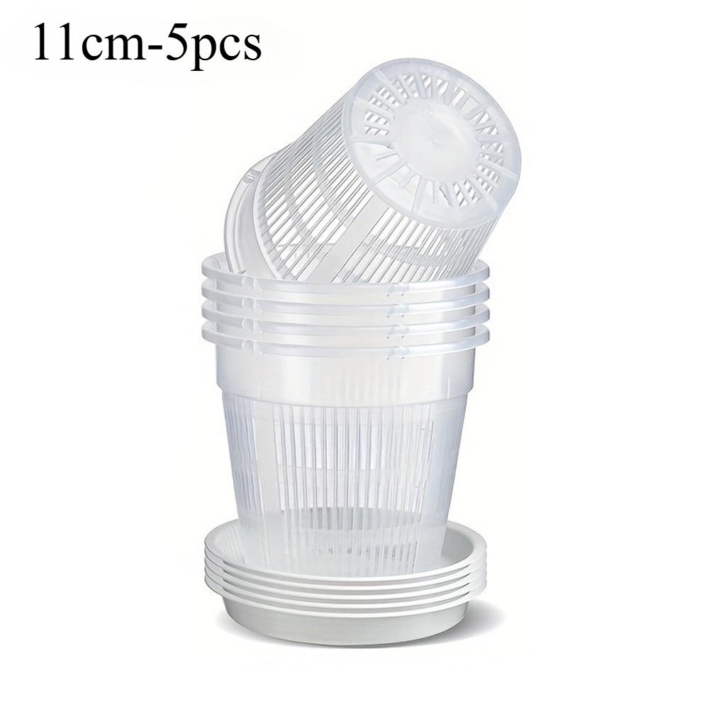 

5pcs Mesh Pot Root Control Transparent Flowerpot for Flower Breathable Growth Container Drainage Hole Orchid Pot 11/14/16/19cm
