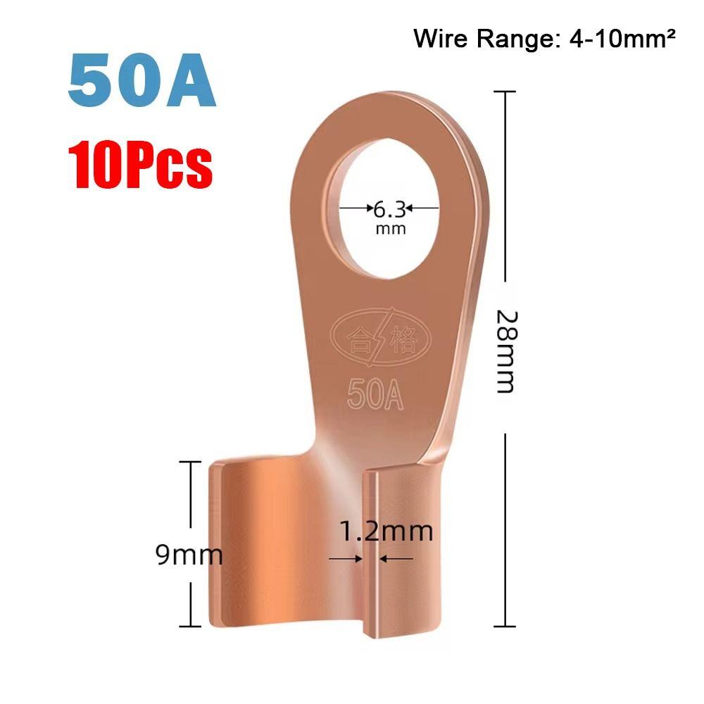 5/10Pcs OT Type Wire Nose Terminal Crimp Non-Insulated 1.5-16mm2 Cable Connector Kit OT 10A-400A Bolt Hole Tinned Copper Lugs