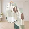 Women Plus Size Round Neck Long Sleeve Printed High Low Top Wide Leg Pants Two Piece Set