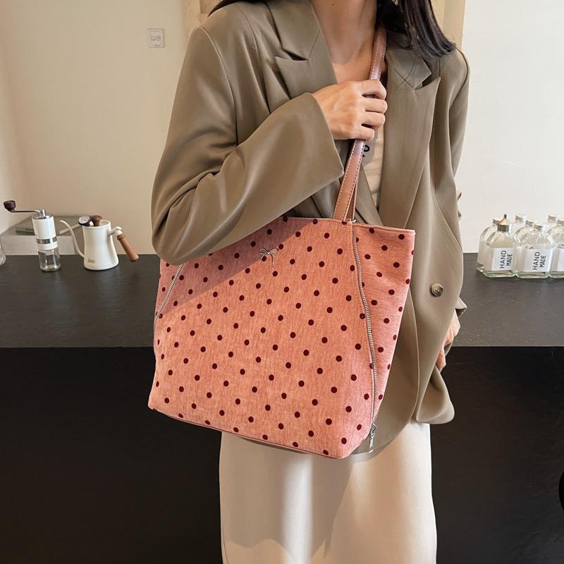 Vintage Tragetasche Damen Dot Print Unterarmtasche Große Kapazität Umhängetasche Multifunktionaler Rucksack