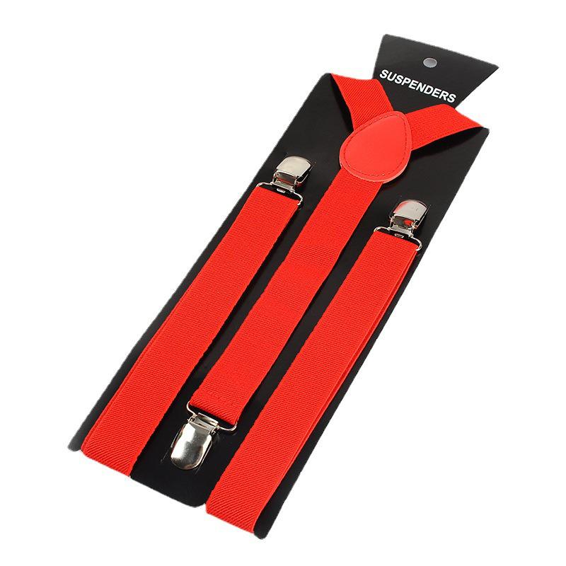 Unisex 2.5cm Y-Back Elastic Red Suspenders