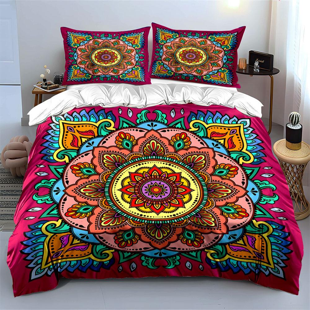 Radiant Mandala Blossom. Bedding Sets Duvet Covers Pillowcases(1* Duvet Cover 2* Pillowcases Without Duvet Insert)