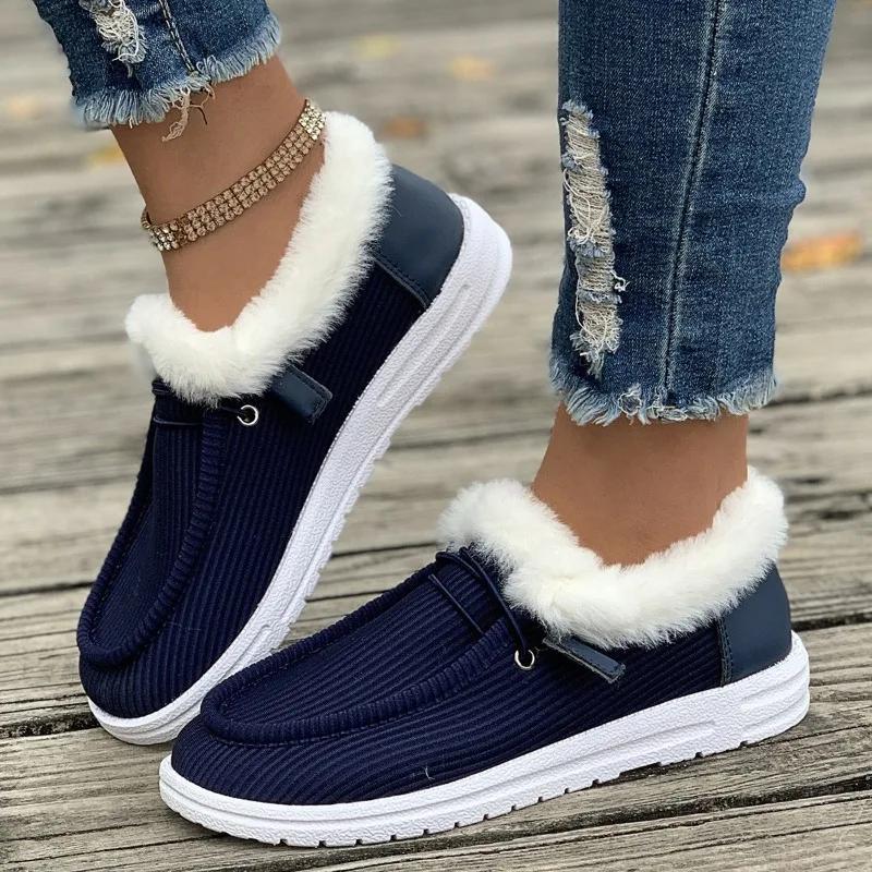 Fashion 2025 Hot Sale Ladies Shoes Lace-up Women's Flats Fashion Plus Velvet Keep Warm Winter Plus Size Best Seller Outdoor Casual Shoes