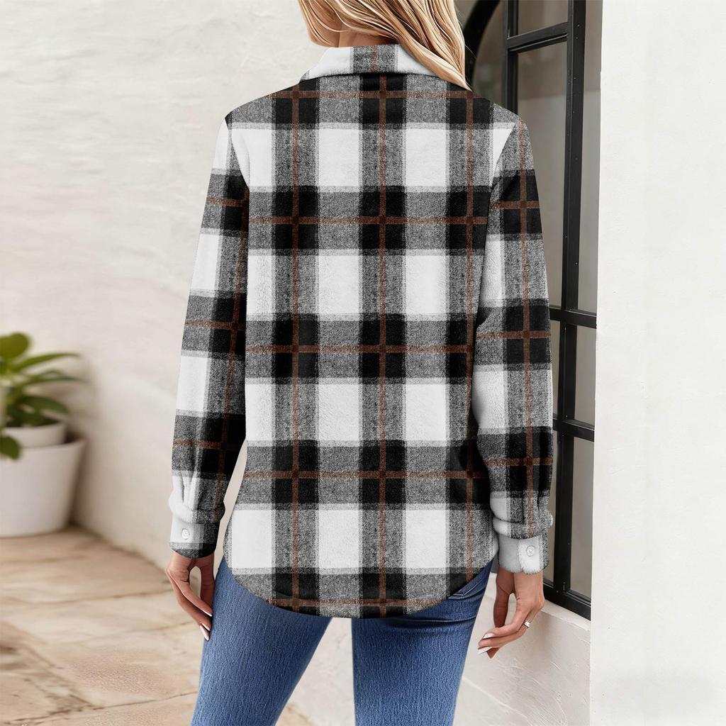 Damen-Hemdbluse, bedruckt, Knopfleiste, langärmelig, lässig, Basic, Hemdkragen, normales Oberteil