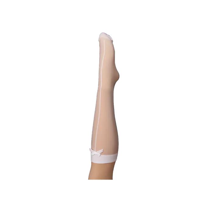 Ribbon line detail half stockings (white)