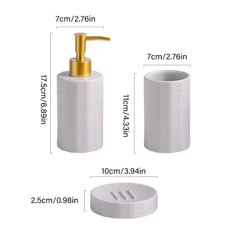 Ceramic Bath Accessories Set For Home Use, AntiSlip Toothbrush Cup Holder With Easy To Clean Glazed Finishes