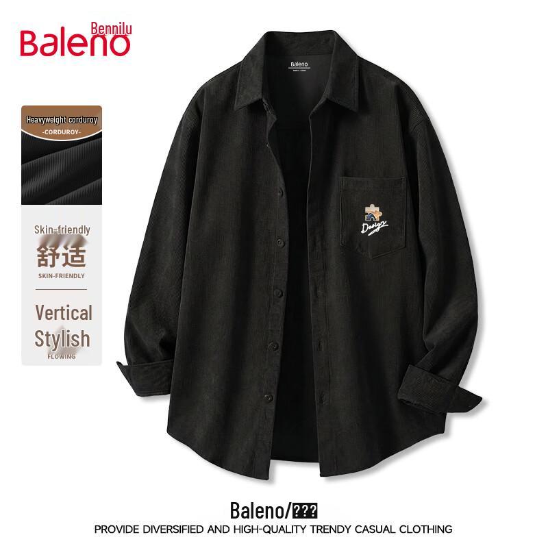 Baleno Men's Retro Corduroy Long Sleeve Shirt