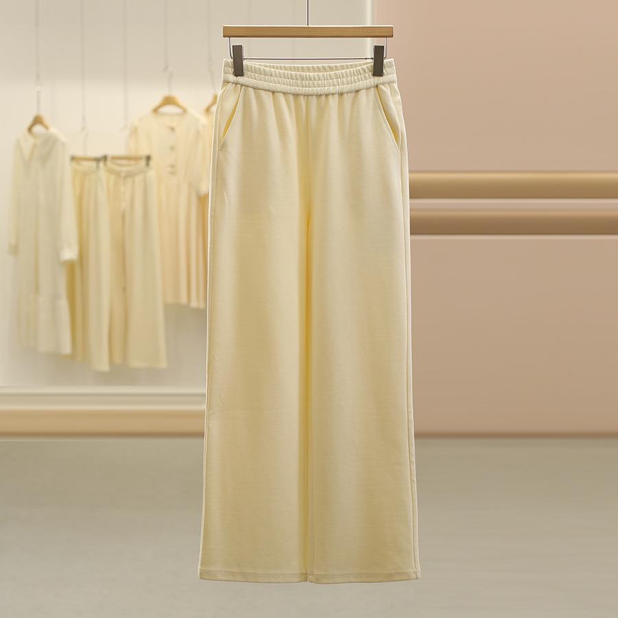

[Manno Ti] Elastic Waist Wide-Leg Slimming Casual Pants for Autumn 25 Extra Small бежевий