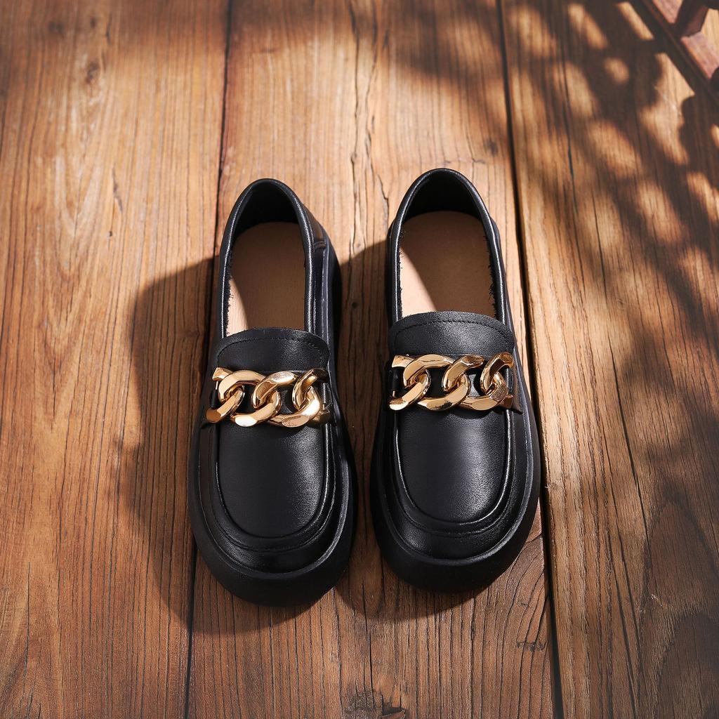 First layer cowhide loafers women's retro washed handmade leather women's shoes women's British style spring and autumn new single shoes