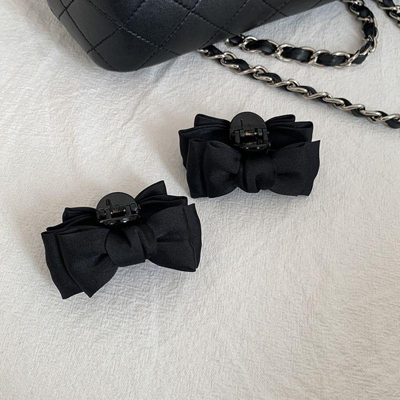 Small Black Bow Princess Hair Clip for Women & Girls - Ideal for Side Forehead Bangs