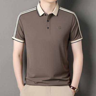 Men's Breathable Collared Polo Shirt Short Sleeve T-Shirt Casual Business Middle-Aged Dad's Top