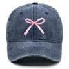 Rosa Schleife Verstellbare Snapback Baseballkappe Gewaschene Baumwollkappe Für Mann Vintage Unelastisch Sonnenhut Perfekt Für Outdoor-Sportarten