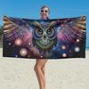 Celestial Owl Beach Towel Wisdom Among The Stars Cosmic Owl Mandala Blanket Galaxy Bird Oversized Towel Energy Towel Night
