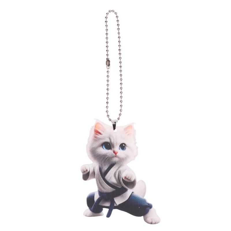 Cartoon 2D Cat Christmas Pendant Cute Animal Acrylic Auto Rearview Mirror Ornament Christmas Ornaments Pendant Decor Gift