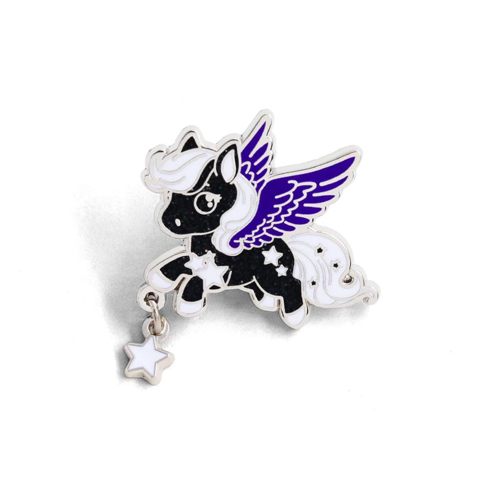 Starry Sky Wings Cartoon Animal Brooch - Creative Enamel Pin for Pet Lovers
