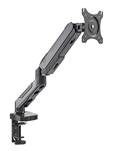 JAPANNEXT Gas-Powered Monitor Arm, Clamp-Compatible, Fits 15-32 inch Monitors, 2-6.5kg Load Capacity, 4-Axis Vertical/Horizontal Articulation, JN-GC12