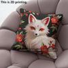 Plum Blossom White Fox Embroidery Style Pillow Cover Pattern Cushion Cover Suitable For Sofa Bedroom Car Pillow Cover