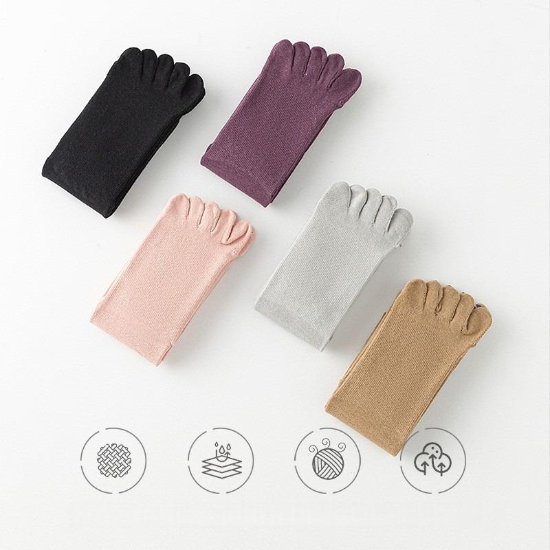 Womens Professional Non Slip Over Knee Yoga Socks Five Toes Full Length Socks For Indoor Fitness Pilates Toe Separated Floor Exercises