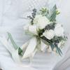 Hand Bouquet Artificial Silk Flowers White Rose Peony Floral Ornament for Women Teenager Girl Photo Props