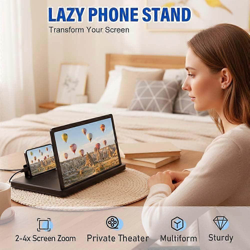 Upgrade Bildschirm Lupe für Handy, Bildschirm Lupe, 3D HD Bildschirm Handy Lupe Vergrößerer für Filme & Gaming, Faltbarer Handy Ständer mit