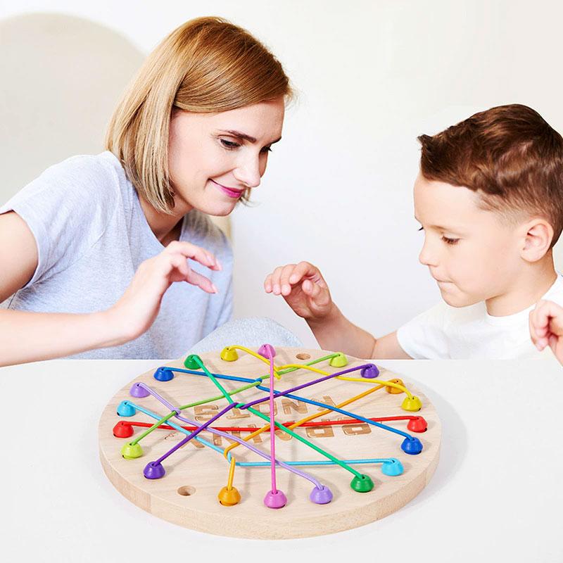 Corda per Allenamento del Pensiero Logico per Bambini Giochi di Nodi Giocattoli Educativi Linea Colorata Corde Intrecciate Connesse Gioco da Tavolo Puzzle di Ordinamento