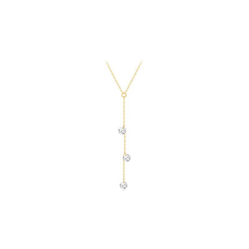 Collana a Nappa Triplo Diamante Lacrime di Stella Zircone Super Scintillante - Bracciale Choker Semplice da Fiaba - Collana a Girocollo