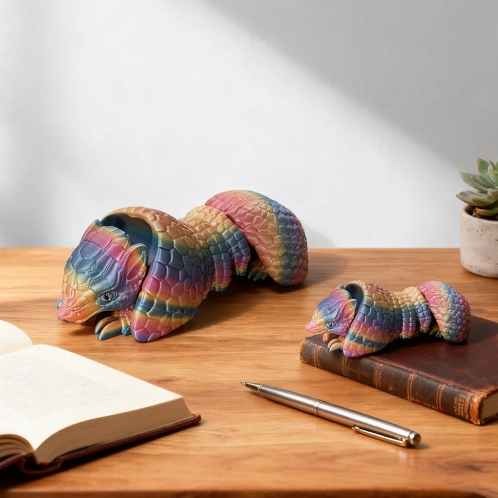 3D Printed Pangolin Statue, Fidget Action Figures for Home Office Desk Decor, Flexible 3D Printed Animal, 32Cm/12.6In,16Cm/6.3In