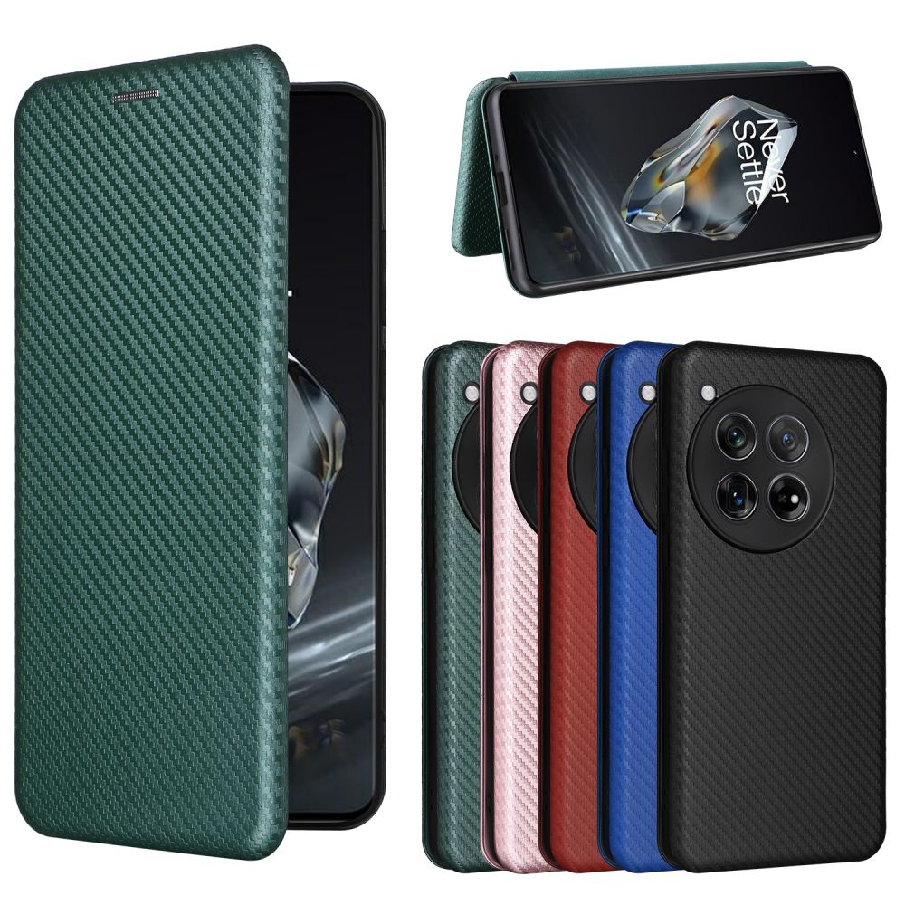 Carbon Fiber Magnetic Leather Flip Cover Case for Oneplus 13 12 12R 11R 10 9 Pro 8T 8 Pro 7T 6T Nord4 Shell Wallet Card Holder