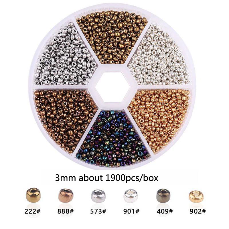 2 3mm Szklane Koraliki Millet Zestaw Kombinowany Ręcznie Robione DIY Domowe Koraliki Nawlekane na Rękę Naszyjnik z Wisiorkiem Zestaw Naszyjników Pudełko Koraliki do Wyrobu Biżuterii