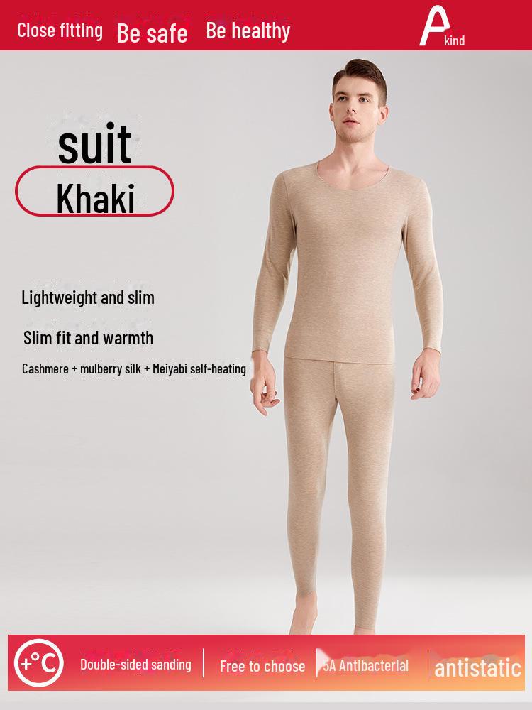 

Женский термобелье из немецкого кашемира и шелка - утепленное для осени и зимы L хаки