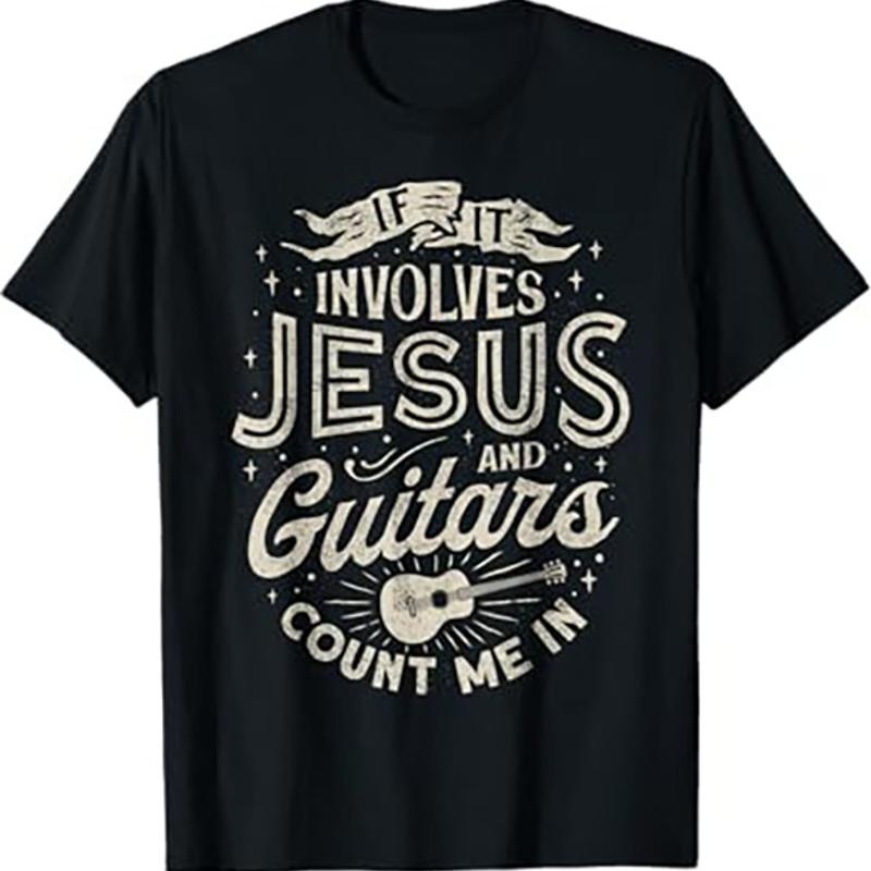 

If It Involves Jesus And Guitars T Shirt Faith and Music Tee 5XL різнокольоровий