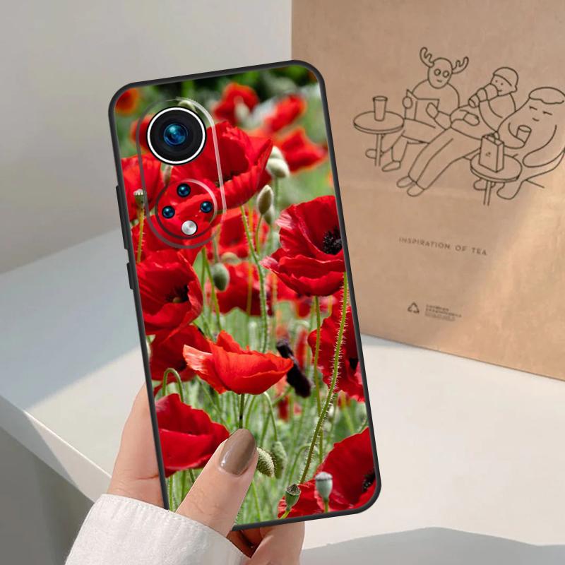 Red Corn Poppy Flower For Honor Magic 7 Lite 5 6 8 Pro Case For Honor 400 200 90 70 50 X8c X8b X9a X9b X9c X9d Win