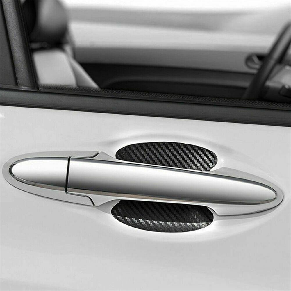 Carbon Fiber Texture Vinyl Car Door Handle Anti-Scratch Protector Film Stickers Accessories Auto Exterior Trim Black