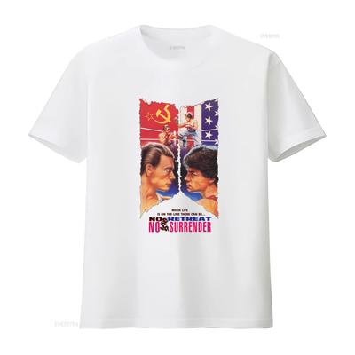 Cult Movie Karate Tiger No Retreat Surrender T Shirt for Men with Bold Print Vintage Washed Breathable Stretched Stylish