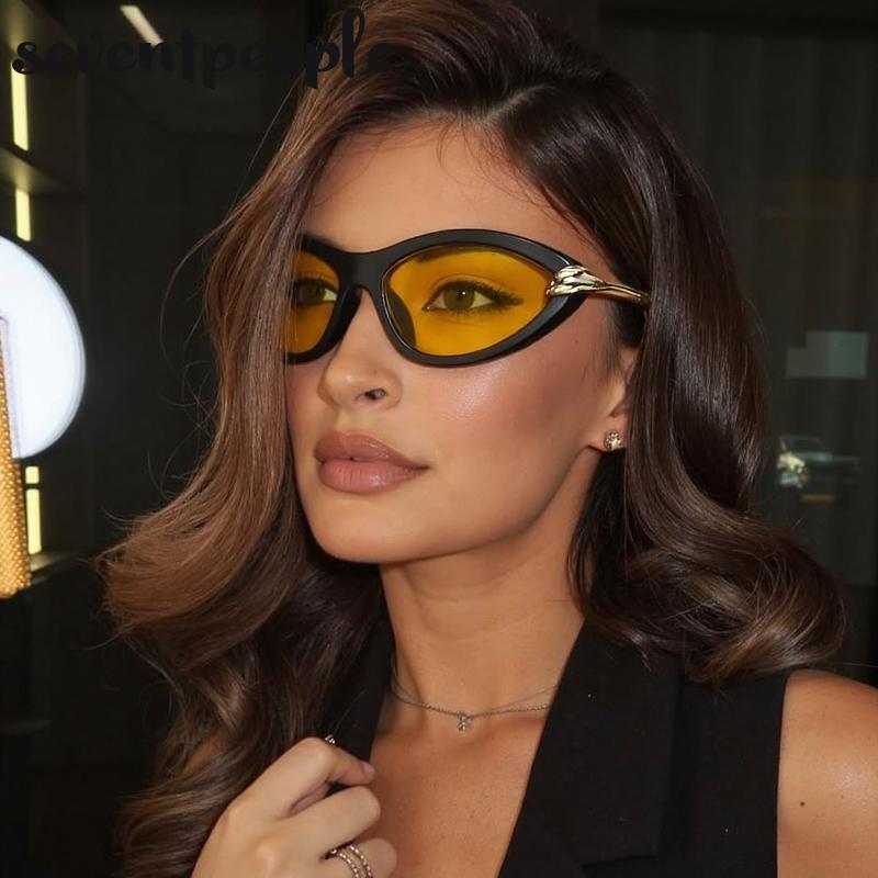 Small Frame Sexy Cat Eye Sunglasses Women  Luxury Brand Vintage Y2K Punk Metal Sun Glasses Trendy Cateye Shades For Ladies