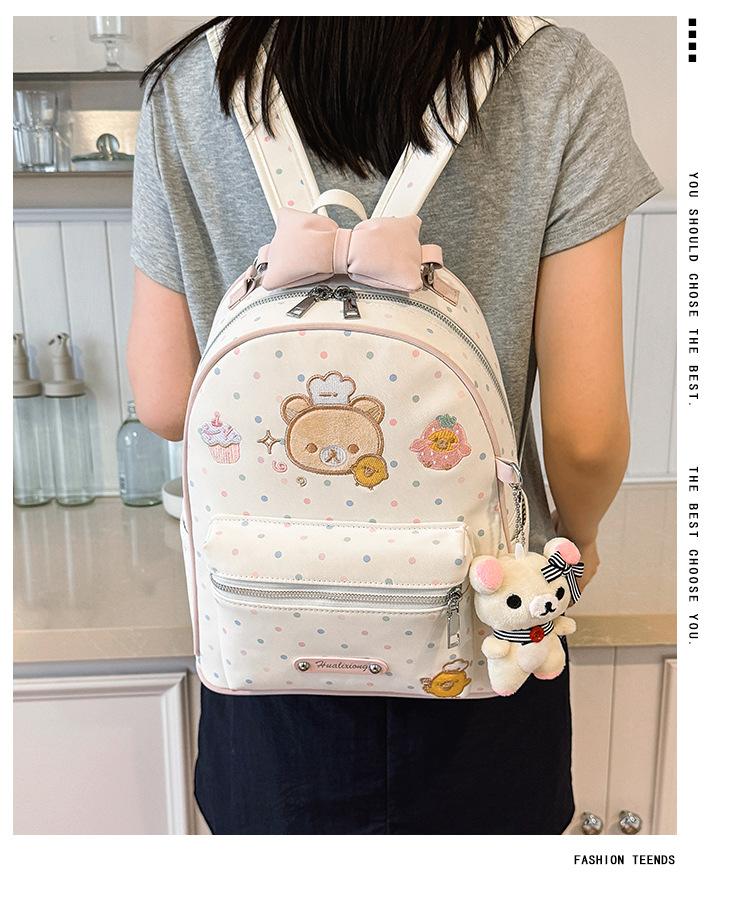 Schoolbag11 New Cute Bear Backpack Large Capacity Out Light Backpack High Value Sweet Cartoon Women's Schoolbag