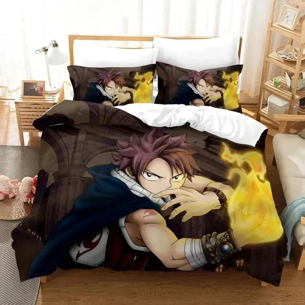 Anime 3D Printed Fairy Tail Bedding Set Duvet Cover Pillowcase Boys Girls Single Twin Full Queen King Size Adult Bedding gift
