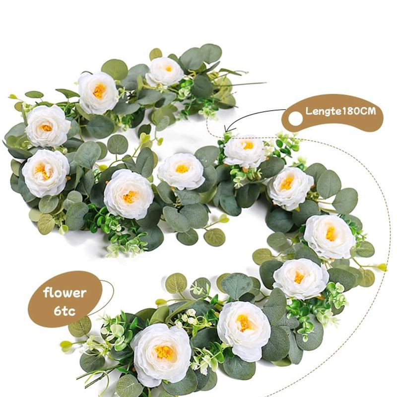 Artificial Greenery Garlands Flower Decor Green Spring Garland Wreath Vines Decorations for Table Home Wedding Mantle Party