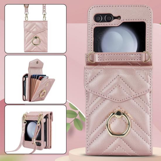 Telefonhülle, kratzfeste Karte mit zwei Steckplätzen, multifunktionale, einfache Tragetasche, Tragegurt, Galaxy für Z Flip5