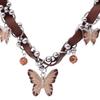 Retro Brown Maillard Heavy Duty Butterfly Collar Choker Necklace for Women - Unique High-End Leather Design