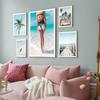 Summer Seaside Scenery Beauty Palm Tree Surfboard Nordic Poster Landscape Decoration Painting Canvas Art Wall Picture HD Print