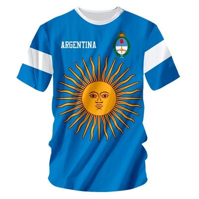 Argentina Flagga Nationalemblem T-shirts 3D-tryck T-shirt Sommar T-shirt Mode Barn Casual Pojkar Flickor Unisex Rund Hals T-shirts