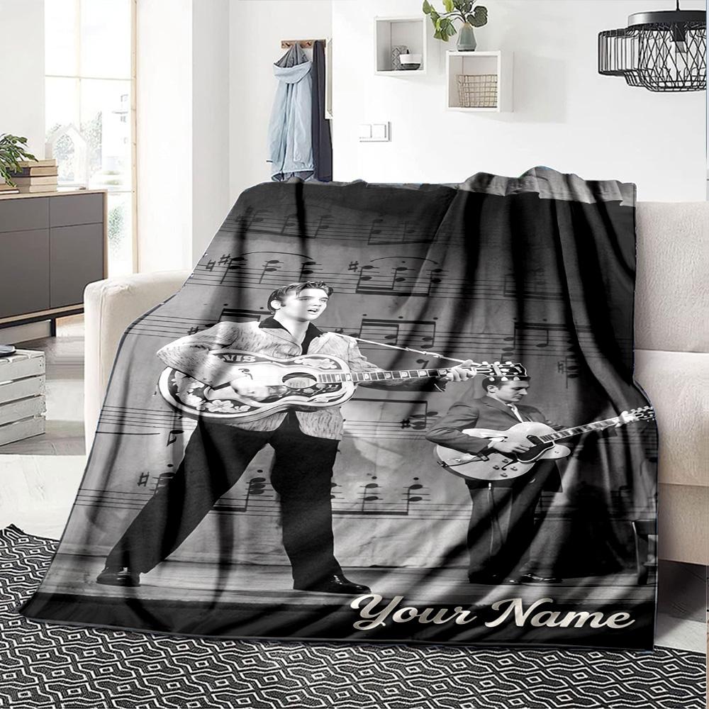 Elvis Presley Customize Your Name Blanket Gift Personalized Blanket Durable Comfort for Seaside Couch Livingroom Nap for All Occasions